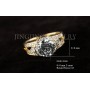 18K Gold plated 2 carat Round Swiss Cubic Zirconia & Channel Mounting Halo Engagement Rings (Jingjing JR004A)