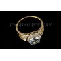 18K Gold plated 2 carat Round Swiss Cubic Zirconia & Channel Mounting Halo Engagement Rings (Jingjing JR004A)
