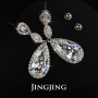 Bridal Earrings Clear White Cubic Zirconia Teardrop Earrings Long Dangle Large CZ Diamond Earring Wedding Jewelry for Bridesmaid