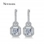 NEWBARK Trendy Lock Princess Cut Zirconia Diamond Vintage Earrings Emerald And Clear Two Color Choices Women Jewelry