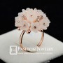 New Arrival Female Finger Ring 18K Real Gold Plated Acrylic Resin Rose flower Cluster Inlays Golden Rhinestones Rings for Women