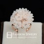 New Arrival Female Finger Ring 18K Real Gold Plated Acrylic Resin Rose flower Cluster Inlays Golden Rhinestones Rings for Women