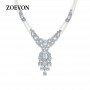 ZOEVON 2015 Fashion Jewelry For Women Statement Necklace Water Drop Radiant Cut CZ And Pearl Multi Layer Necklace