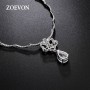 ZOEVON Romantic Hollow Out Butterfly & Pear Shaped Zirconia Necklaces Pendants 28 Pcs Curving Chain Connected Women Jewelry