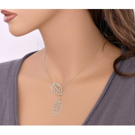 Double leaf pendant necklace