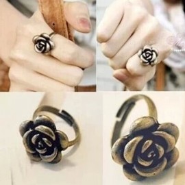 Fashion Retro Vintage Gothic Cute Alloy simple Rose Flower Ring adjustable finger rings for women fine jewelry accessories